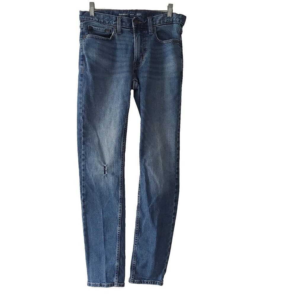 Old Navy Mens 30x34 Jeans Built In Flex Stretch Skinny Medium Wash Distressed